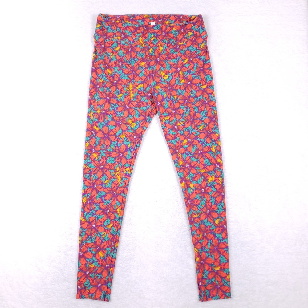 LuLaRoe Tall &‎ Curvy Leggings Multicolor Tropical Floral Print Boho Chic